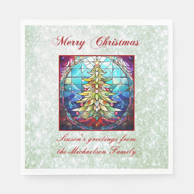 Serviette En Papier Verre verni brillant Arbre de Noël Parties scintil (Devant)