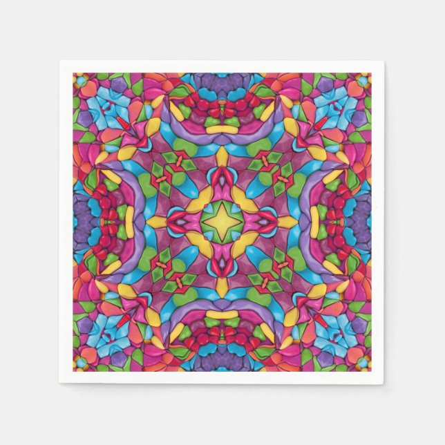 Serviette En Papier Verre Vintage pourpre Kaleidoscope (Devant)