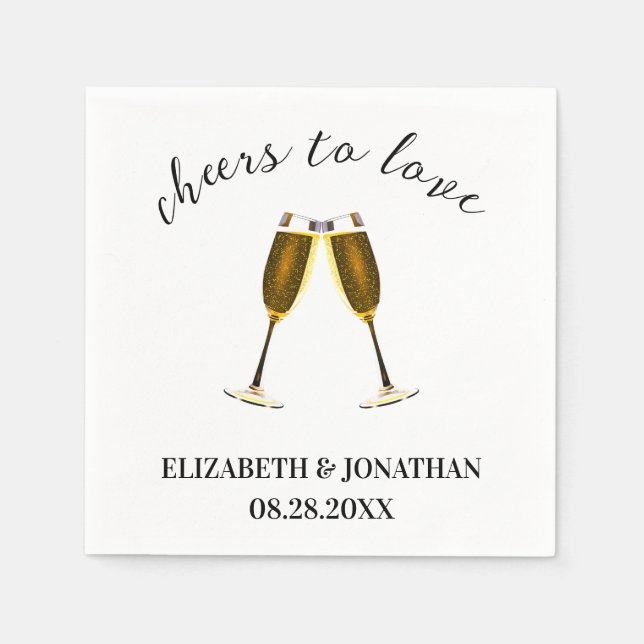 Serviette En Papier Verres à Champagne pour un Toast à l'Amour (Devant)
