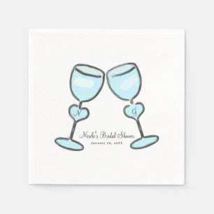 Serviette En Papier Verres à vin Deux Cœurs Mariage Fiançailles