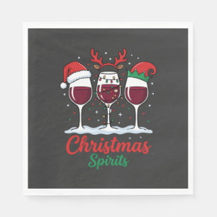 Serviette En Papier Verres à vin rouge Christmas Spirits