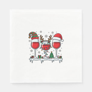 Serviette En Papier Verres à vin rouge de Noël Vecteur de vacances