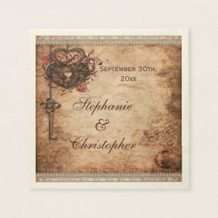 Serviette En Papier Verrouillage des Coeurs vintages et Mariage person
