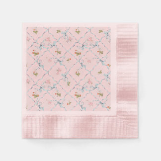Serviette En Papier Versailles fraise`& Bows Cocktail Napkin rose