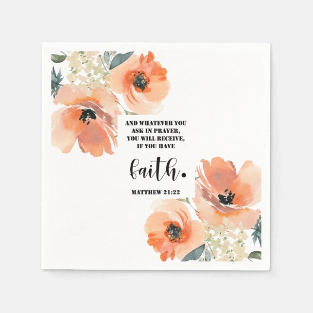 Serviette En Papier Verset biblique Matthew Floral Square  (Devant)