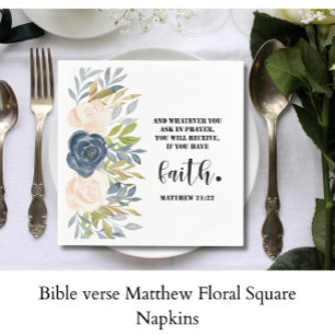Serviette En Papier Verset de la Bible Matthew Floral Square