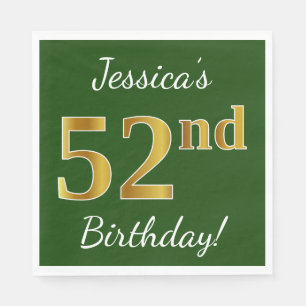 Serviette En Papier Vert, anniversaire d'or de Faux cinquante-deuxièm