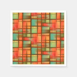 Serviette En Papier Vert bleu rouge de plaid abstrait moderne de la