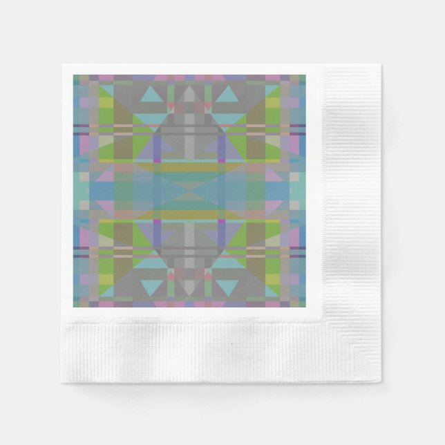 Serviette En Papier Vert bleu violet géométrique (Devant)