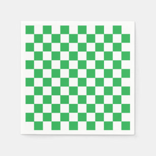 Serviette En Papier Vert Checkered et blanc