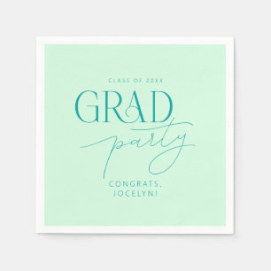 Serviette En Papier Vert coloré Personnalisé Minimaliste Grad Party