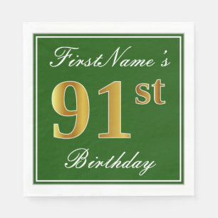 Serviette En Papier Vert élégant, anniversaire d'or de Faux