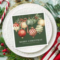 Vert Elégant Aquarelle Noël Ornements de fête