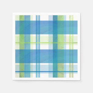 Serviette En Papier Vert et bleu de plaid de Madras