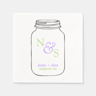 Serviette En Papier Vert et Lavender Mason Jar Mariage monogramme