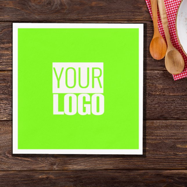 Serviette En Papier vert fluorescent - ajoutez votre logo (Créateur téléchargé)