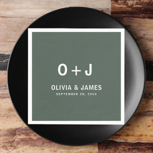 Serviette En Papier Vert Foncé Moss minimaliste moderne Scandi Maria