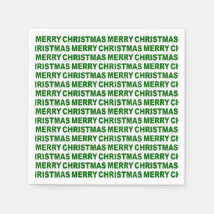 Serviette En Papier Vert foncé sur la typographie blanche de Noël