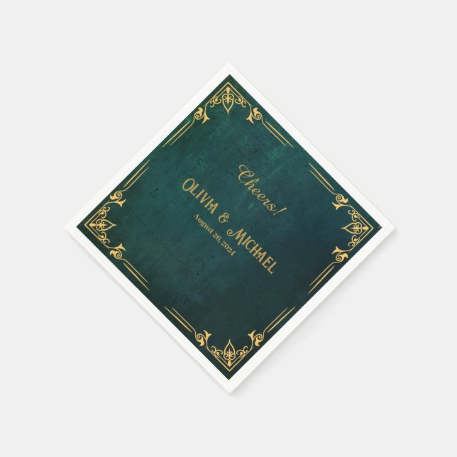 Serviette En Papier Vert foncé vintage (Coin)