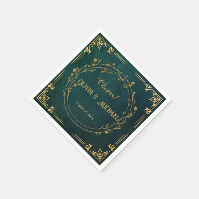 Serviette En Papier Vert foncé vintage (Coin)