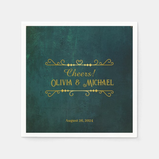 Serviette En Papier Vert foncé vintage (Devant)