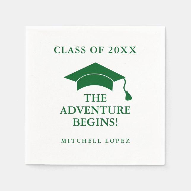 Serviette En Papier Vert L'aventure commence la graduation (Devant)