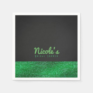 Serviette En Papier Vert Lime Moderne Pailleté Élégant Soirée