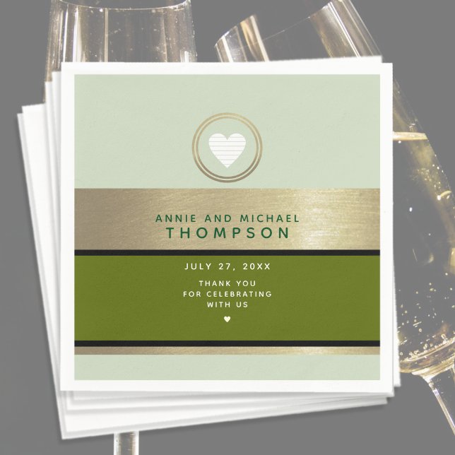 Serviette En Papier Vert mariage moderne (Créateur téléchargé)