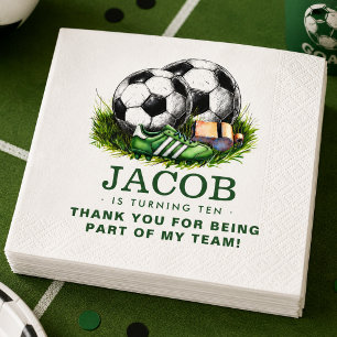 Serviette En Papier Vert marine Soccer Enfants Aquarelle