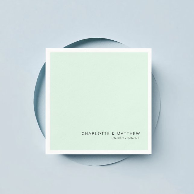 Serviette En Papier Vert menthe moderne (Customer specific, beautiful, modern, minimal, mint-green, wedding napkins.)