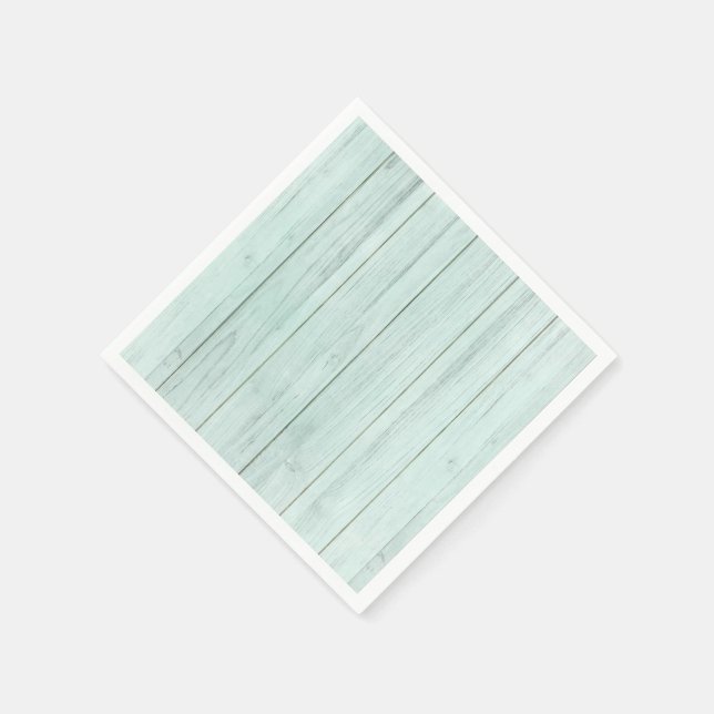 Serviette En Papier Vert Menthe Mousse de Mer Turquoise Pastel Bois Ru (Coin)
