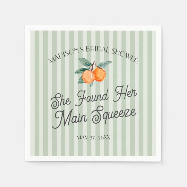 Serviette En Papier Vert Mignon Principal Agrume Réception de Mariage (Devant)