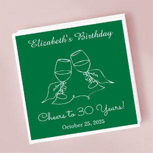 Serviette En Papier Vert moderne Cheers à 30 ans Anniversaire serviett