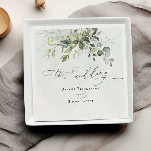 Serviette En Papier Vert Moderne Chic minimaliste Mariage (Créateur téléchargé)