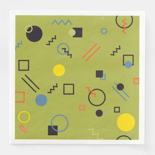Serviette En Papier Vert, moderne, cool, tendance, urbain, Memphis mot (Devant)