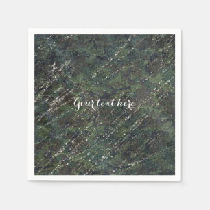 Serviette En Papier Vert Noir Gris Moderne Marbre Designer Chic Fête