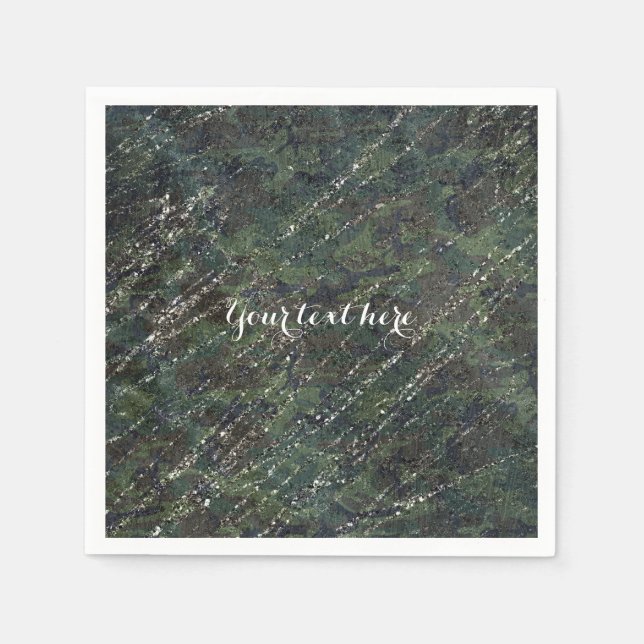 Serviette En Papier Vert noir gris moderne Marbre Designer Chic Party (Devant)