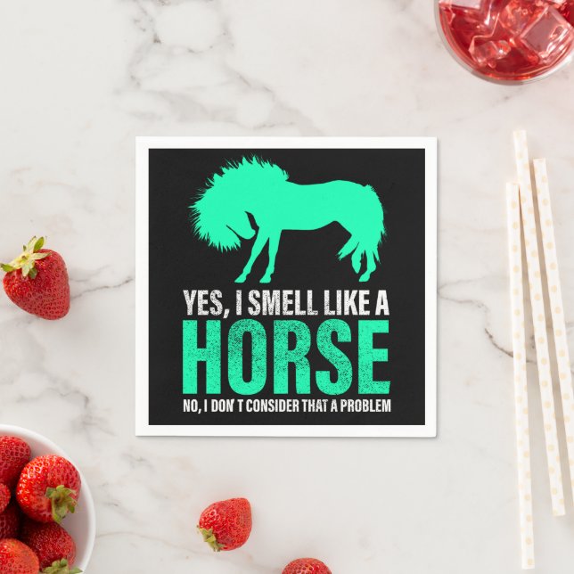 Serviette En Papier Vert Oui Je Sens Comme Un Cheval (En situation)