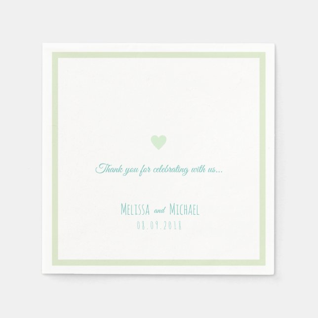Serviette En Papier vert pâle et mariage turquoise clair (Devant)