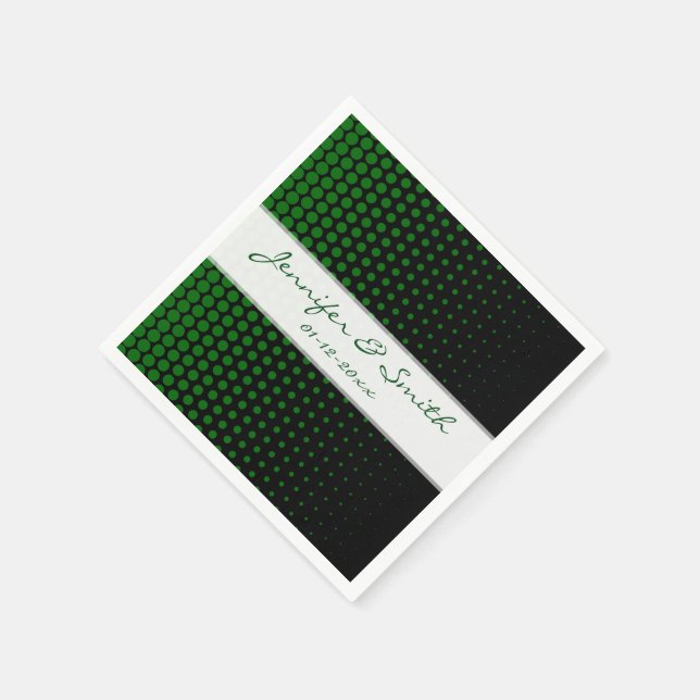 Serviette En Papier Vert Pois moderne Noir (Coin)