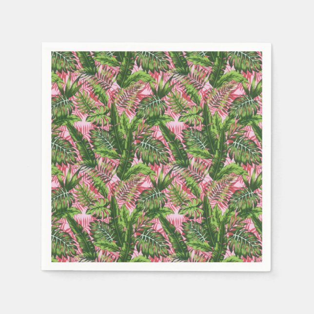 Serviette En Papier Vert rose Jungle tropicale Botanique (Devant)