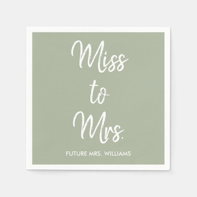 Serviette En Papier Vert sauge Miss to Mrs Bridal Shower Bach Party (Devant)