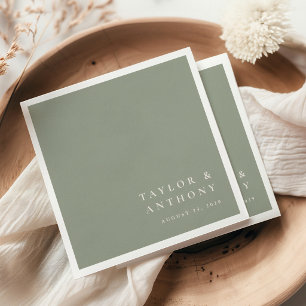 Serviette En Papier Vert sauge Simple Moderne Élégant Mariage Minimali