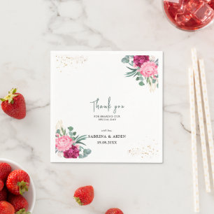 Serviette En Papier Vert simple surface Mariage floral rose pâle