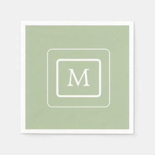 Serviette En Papier Vert Succulent minimaliste   Papier monogramme Nap