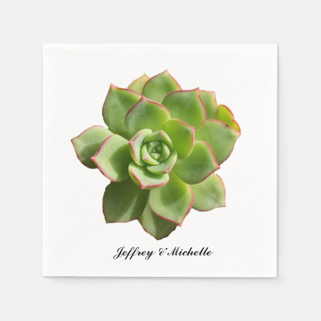 Serviette En Papier Vert Succulent Personnalisé (Devant)