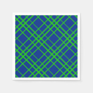 Serviette En Papier Vert Sur Bleu Tartan Plaid Design Motif