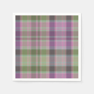 Serviette En Papier Vert, tartan classique lilas.