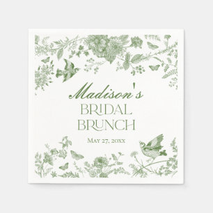 Serviette En Papier Vert Toile De Jouy Vintage Floral Mariage Petit Dé