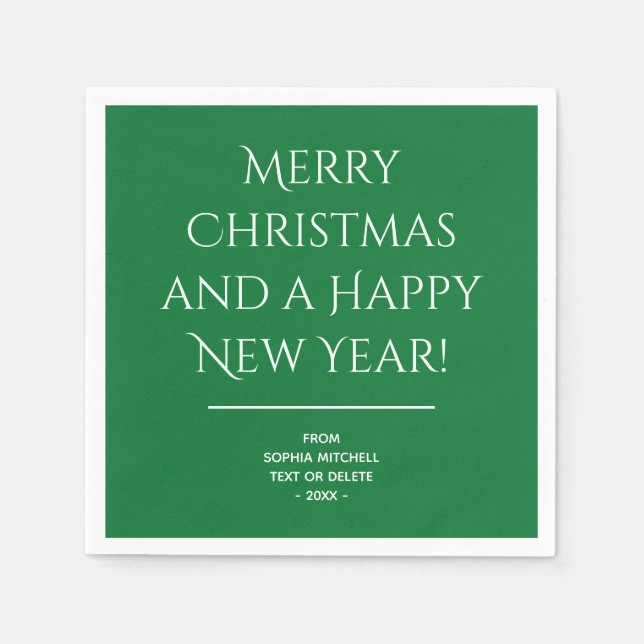 Serviette En Papier Vert traditionnel - Joyeuses serviettes de Noël (Devant)